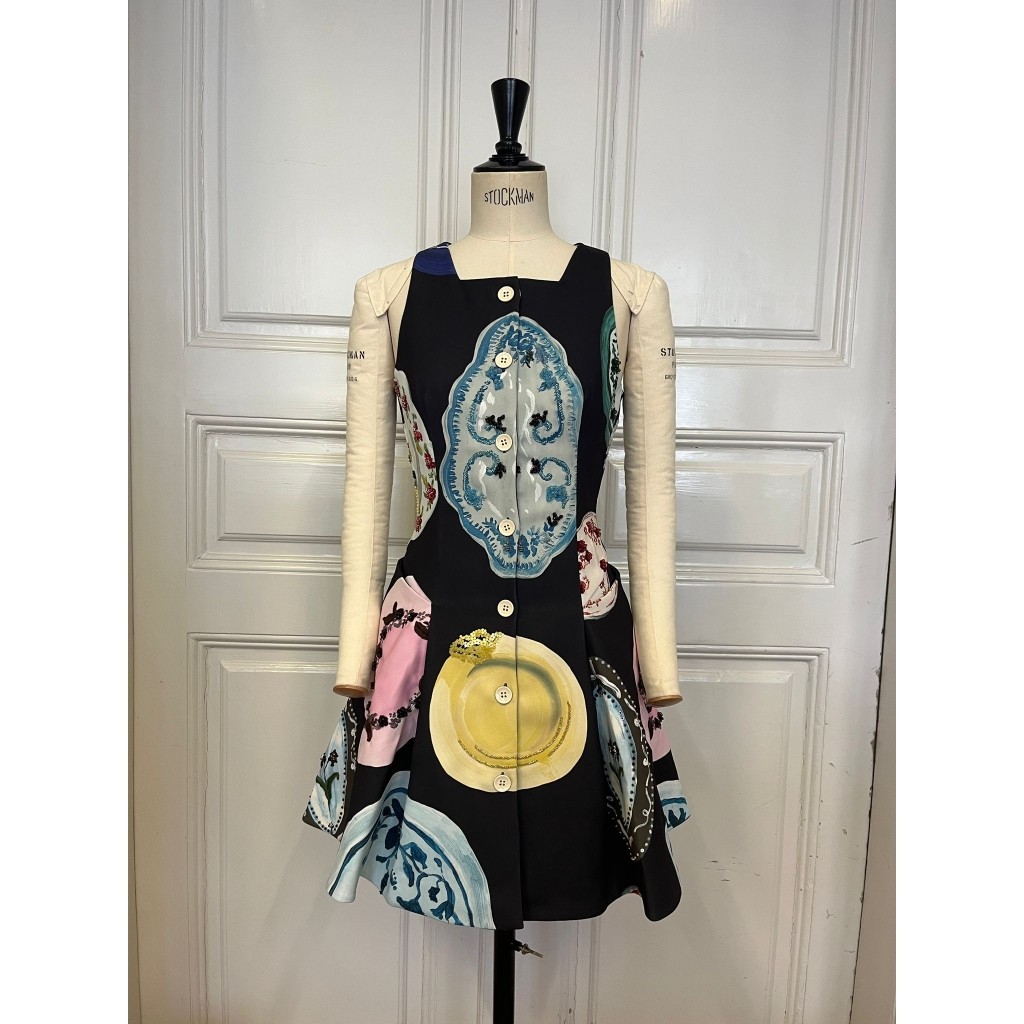 2330 Double Sided Crepe, Sleeveless Buttonup Mini Dress